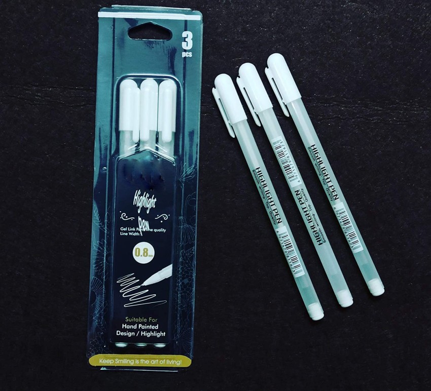Definite White Highlight Gel Pen 0.8MM (Pack of 3) for highlighting in  Portrait, Sketches & Black Paper Gel Pen - Buy Definite White Highlight Gel  Pen 0.8MM (Pack of 3) for highlighting