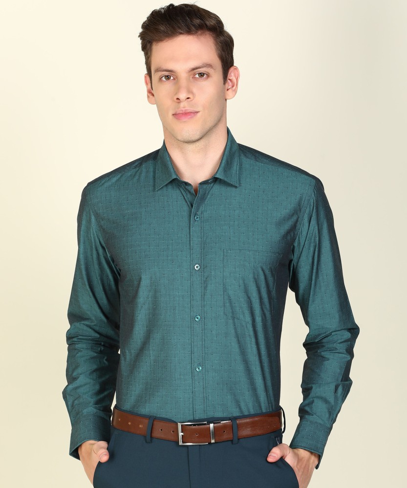 PARK AVENUE Men Self Design Formal Dark Green Shirt - Buy PARK