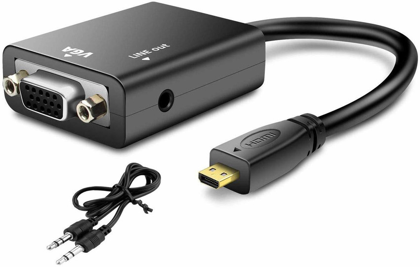 microware HDMI Adapter 0.175 m Micro HDMI to VGA Adapter with 3.5