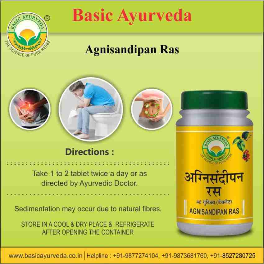 Basic Ayurveda Agnivardhak Bati 40 Tablet | Helps cure indigestion | I