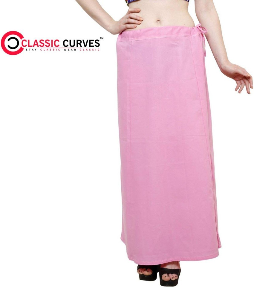 Classic Curves Women's Cotton Baby Pink Colour Inskirt Saree