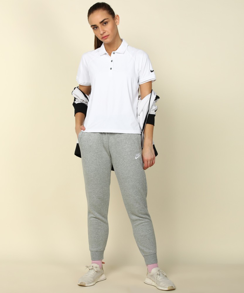 NIKE Solid Women Polo Neck Grey T-Shirt - Buy NIKE Solid Women Polo Neck  Grey T-Shirt Online at Best Prices in India