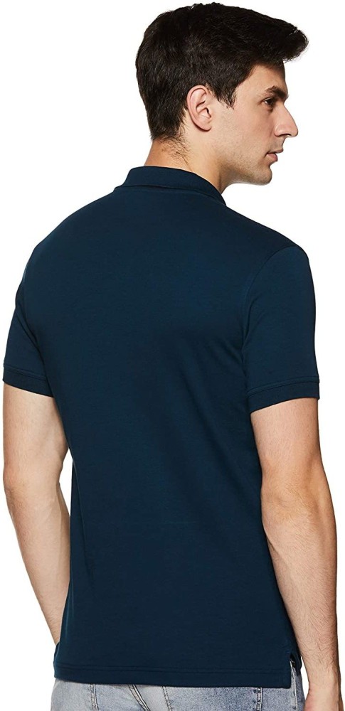 VAN HEUSEN Solid Men Polo Neck Dark Blue T-Shirt - Buy VAN HEUSEN Solid Men  Polo Neck Dark Blue T-Shirt Online at Best Prices in India