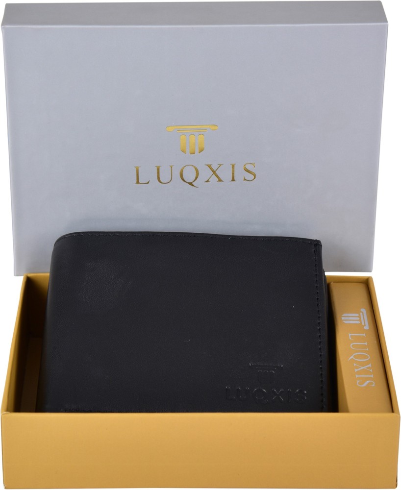 LUQXIS Men Casual Black Genuine Leather Wallet Black - Price in