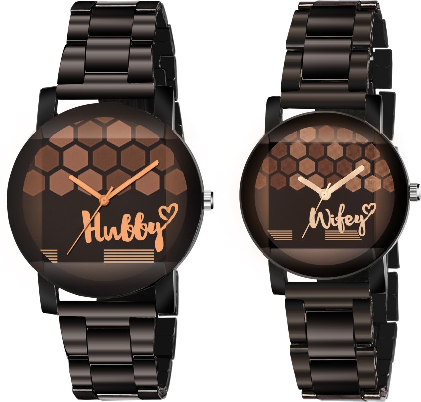 Black metal outlet couple watches