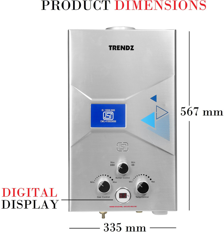 TRENDZFOREVER 6 L Gas Water Geyser (Digital ISI Steel, Silver) Price in  India - Buy TRENDZFOREVER 6 L Gas Water Geyser (Digital ISI Steel, Silver)  online at Flipkart.com