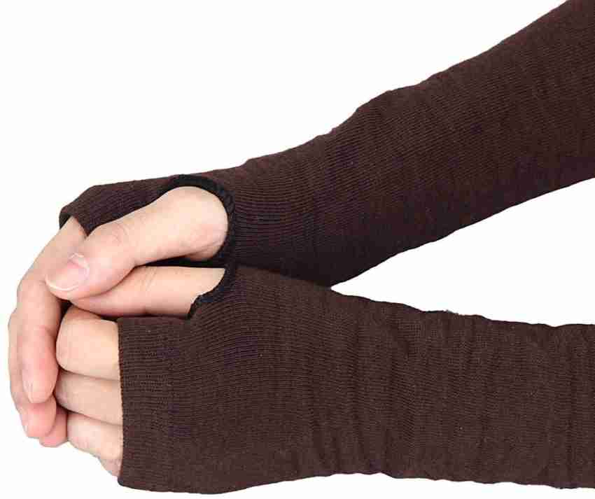 Gugzy Knitted Woollen Thermal Warm And Comfortable Fingerless Gloves Mittens Winter Gloves Accessories Hand Warmer Gloves Wool Arm Warmer