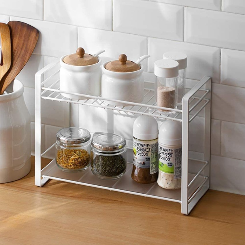 Spice Rack 2 Tier Kitchen Countertop Organizer for Jars Bottles