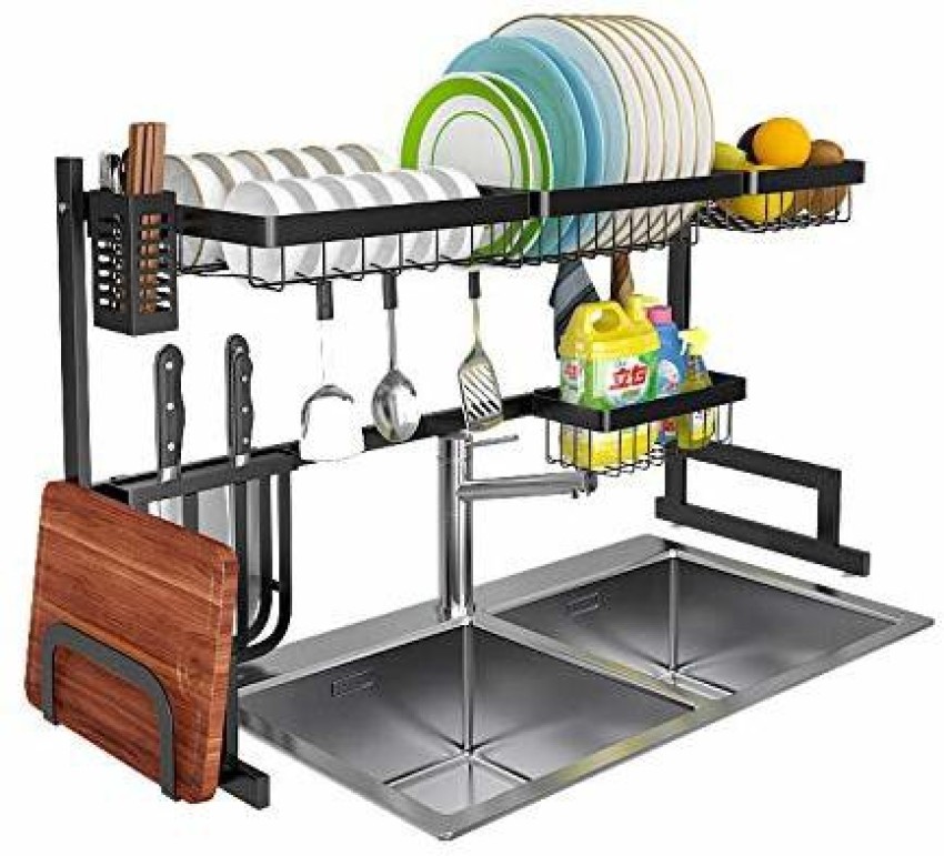 HOMTOZ Dish Drainer Kitchen Rack Plastic 2 Layer Plastic Dish Drainer Rack  for Kitchen Storage Sink Dish Drying Stand Price in India - Buy HOMTOZ Dish  Drainer Kitchen Rack Plastic 2 Layer