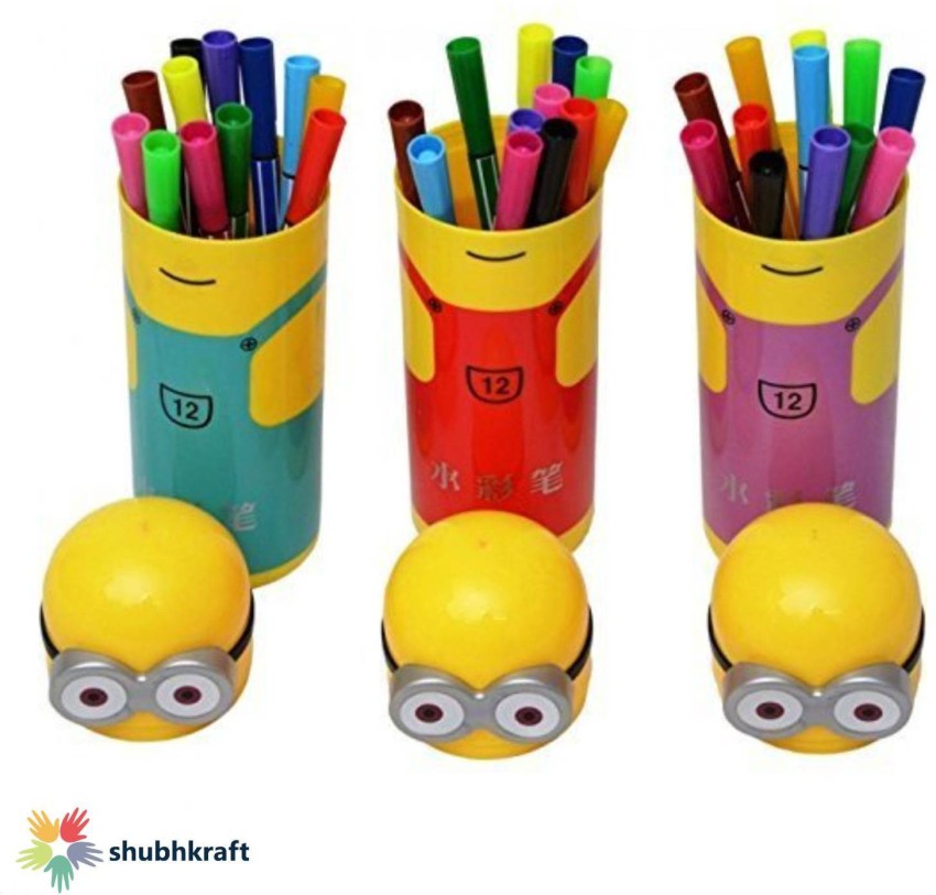 Flipkartcom  ShubhKraft Cartoon Shape Pencil Box Having Sketch Pen  Stationary Kit Birthday Party Return Gift for Kids Super fine nib Nib Sketch  Pens 