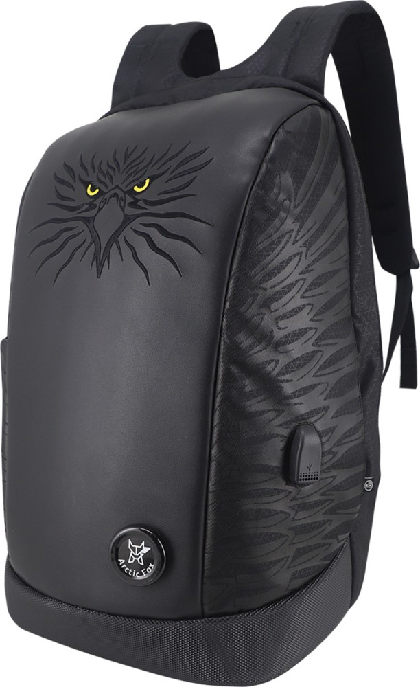 3d black wolf pu leather outlet backpack