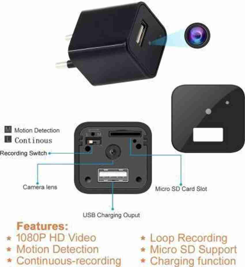 Hd 1080p spy hidden camera usb wall charger adapter video recorder security cam clearance