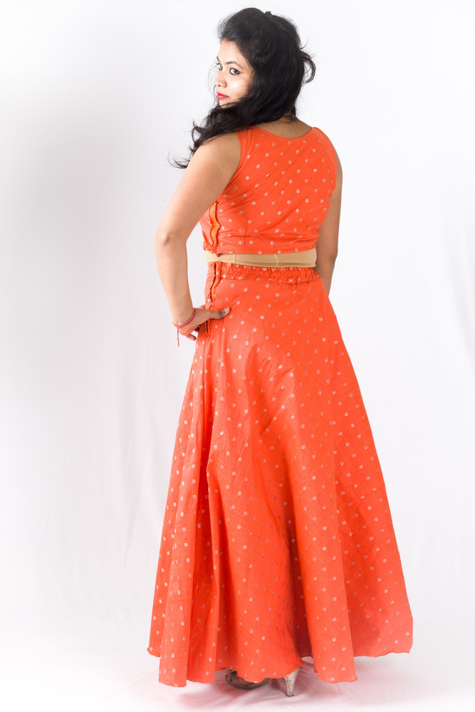 WESTERN BANGLA Self Design Stitched Lehenga Crop Top Buy