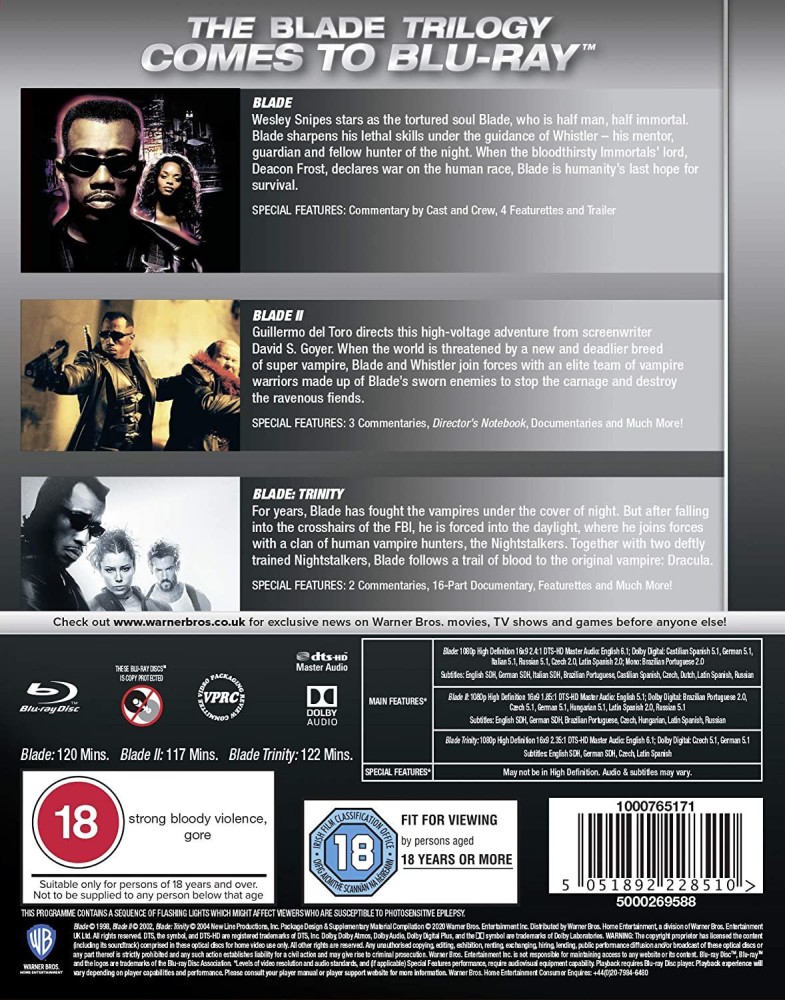 Blade Trilogy: 3 Movies Collection - Blade + Blade 2 + Blade