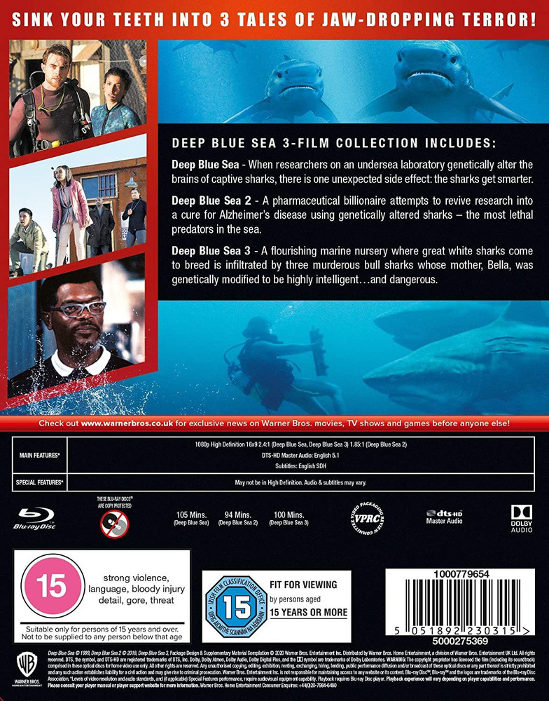 Deep Blue Sea Trilogy 3 Movies Collection Part 1 2 3 3 Disc Box Set Region Free Slipcase Fully Packaged Import Price in India Buy Deep Blue Sea Trilogy