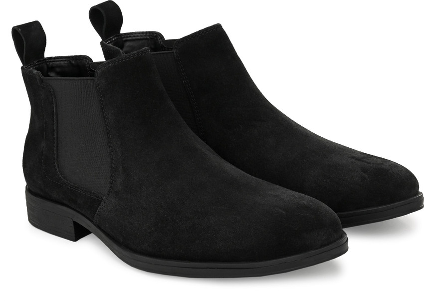 Mens black top suede western boots
