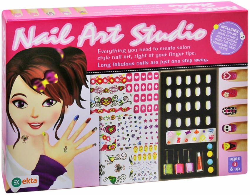 Nail Polish Kit for Girls Ages 7 8 9 10 11 12, Nail Art Studio for Girls,  Nail Art Kit Toys with Nail Polish, Nail Art Pens, Glitter, Nail Stickers