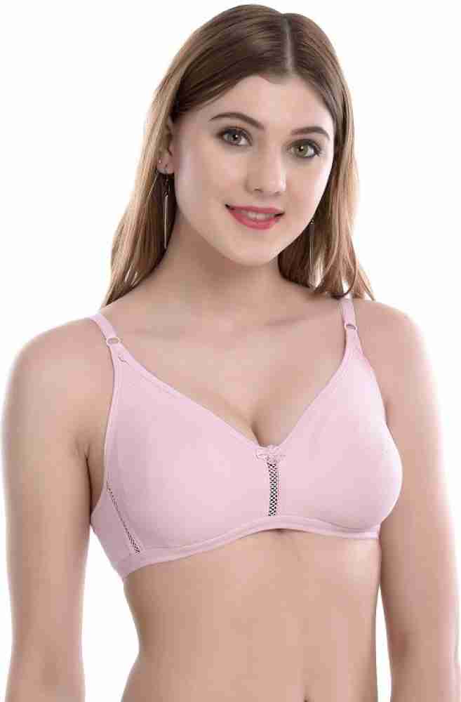 Buy Women Best Cotton-Rich Non Padded Pink T-shirt Bra Online