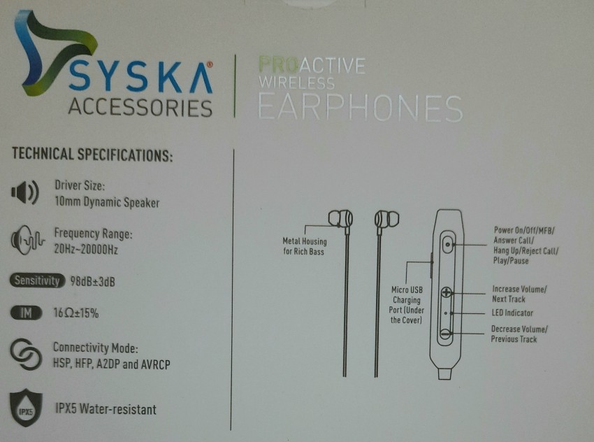 Syska best sale bluetooth he5400