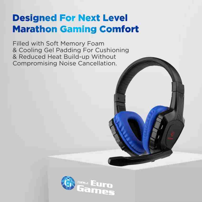 RPM Euro Games Gaming Headphones Earphones with MIC for PS4, Xbox One,  Nintendo Switch, PC, Android and iOS Mobile Phones (Blue)