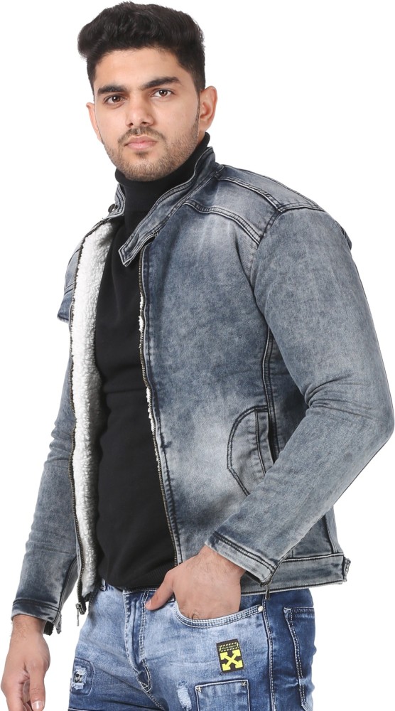 Denim jacket outlet with white sleeves