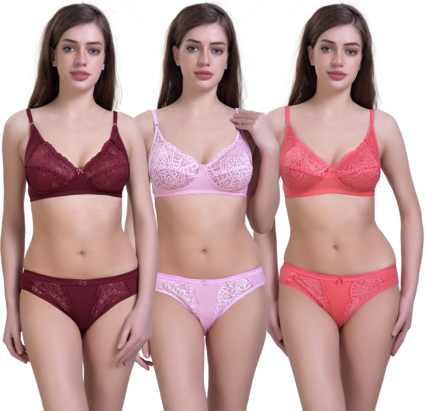 Buy online Red Net Bra And Panty Set from lingerie for Women by Madam for  ₹429 at 28% off