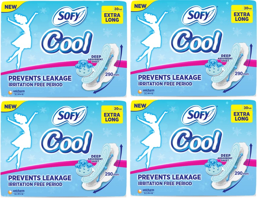 Sofy Cool Extra Long Sanitary Pads 30 Pieces Online - Sofy India