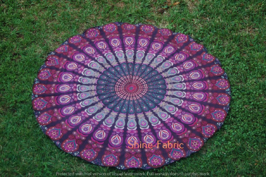 Travinart Yoga Mat - Indian Crafted Round Yoga Mat Multicolor NA