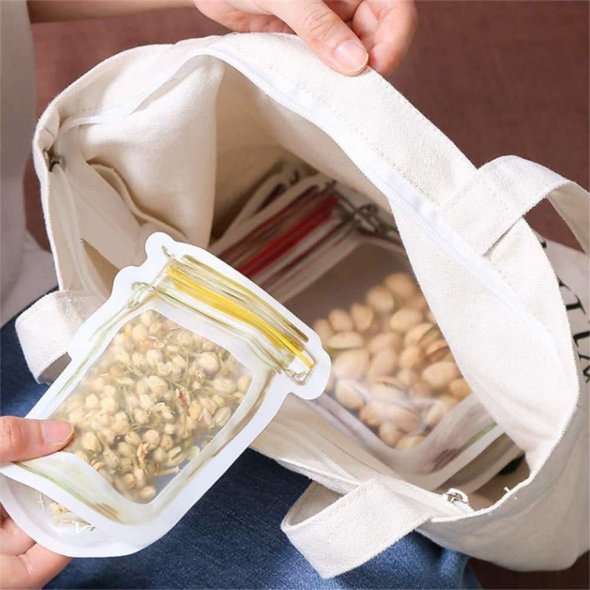 Jar Shape Ziplock Bags Storage Reusable Travel Friendly Freezer Bags for Snack  Sandwich Nuts Cookies Airtight