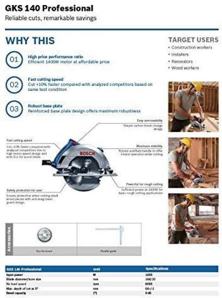 GKS 140 Hand-Held Circular Saw | Bosch Professional