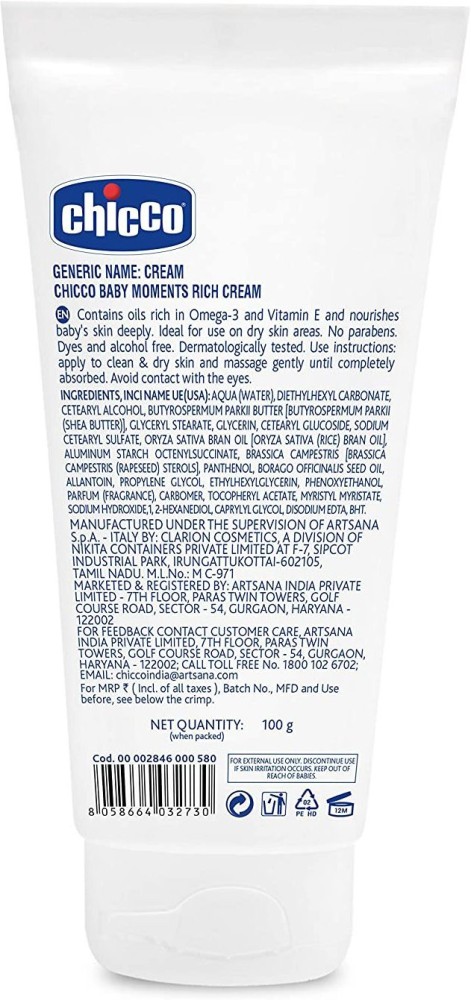 Chicco Baby Moments Crema Rica 100 ml