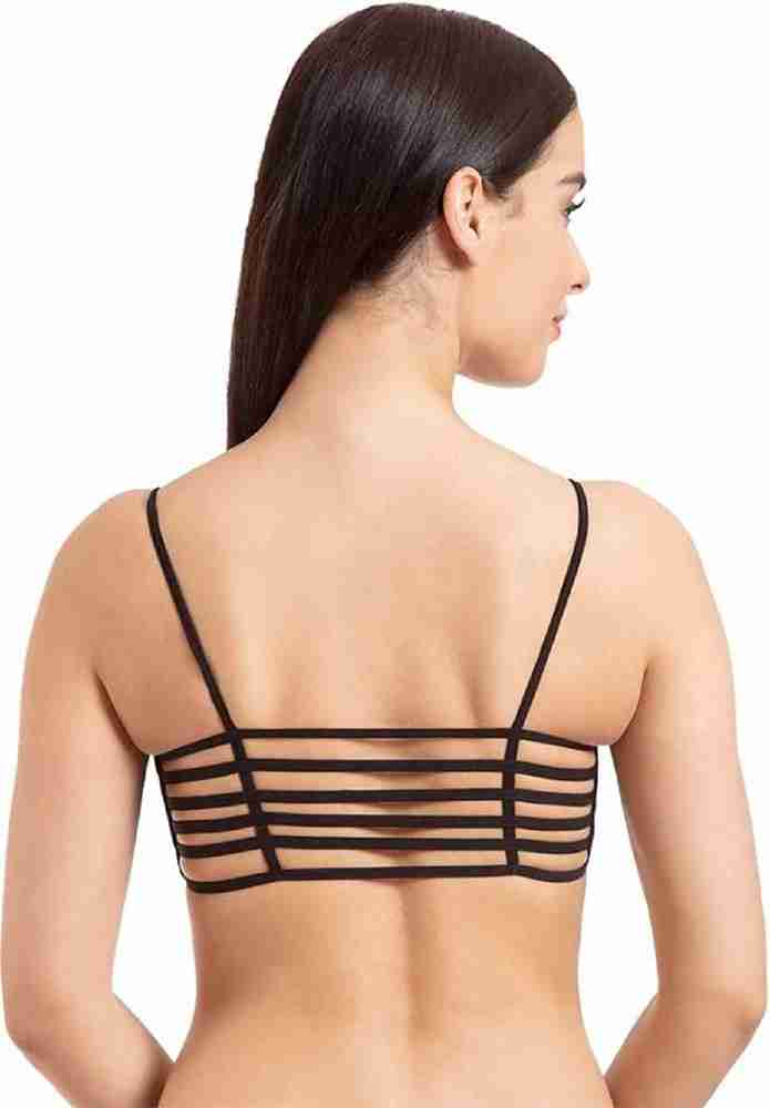 Bilvam Shoppie 6 Strap Bra Black Color Women Full Coverage Lightly