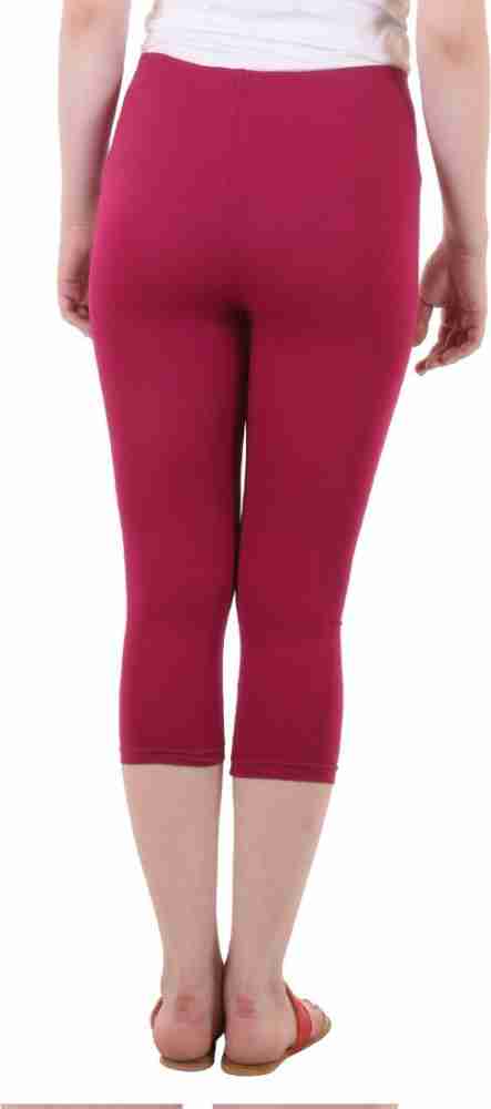 Buy Diaz Women's Regular Fit Plain 3/4th Capri Pants (White, Magenta,XL) at