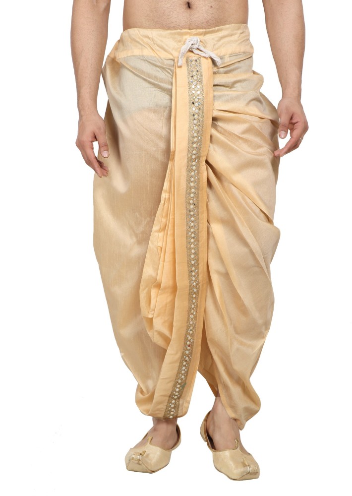 Buy Golden Cotton Blend Dhoti Online at Jaypore.com