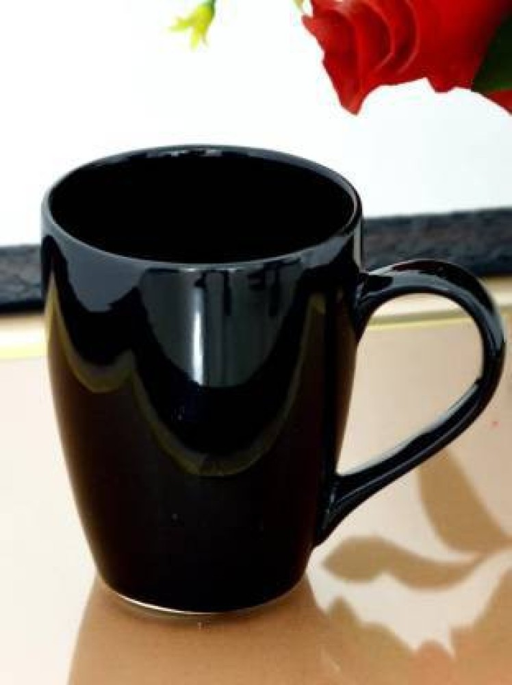 Glossy 300Ml Black Ceramic (Set Of 2 ) Coffee Mug