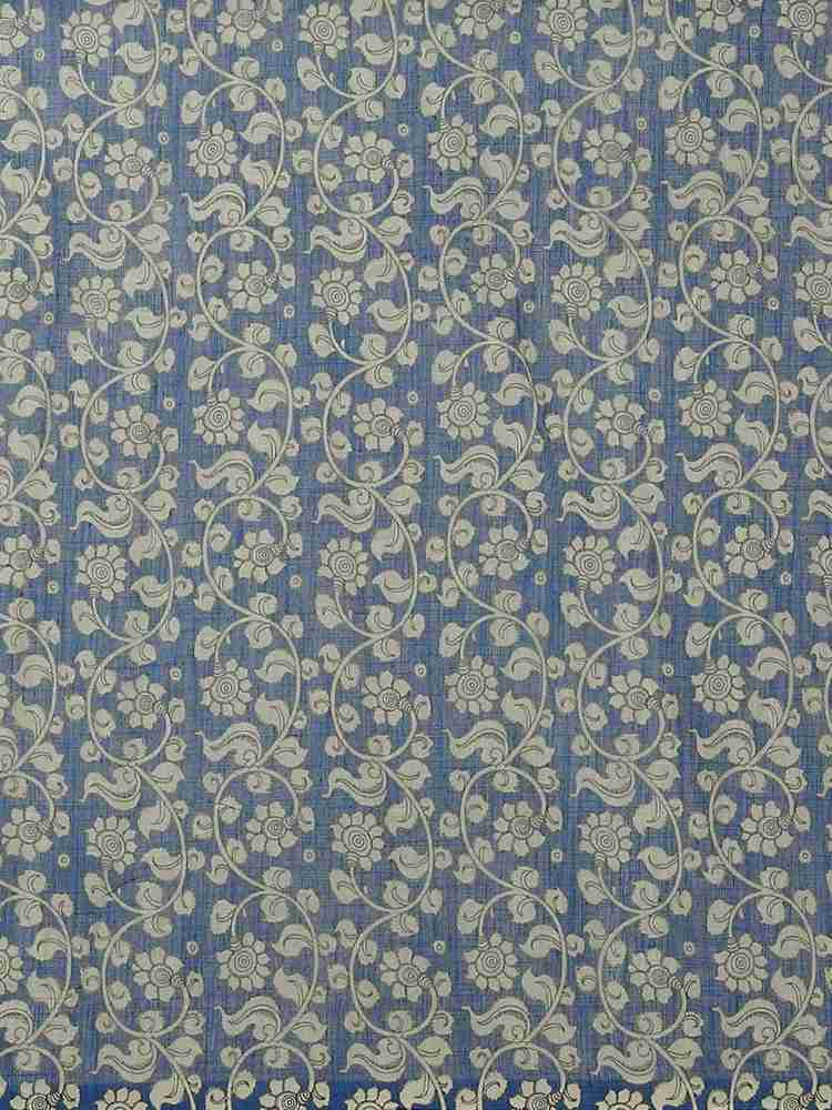 Buy vreni Digital Print Kalamkari Cotton Linen Yellow Sarees