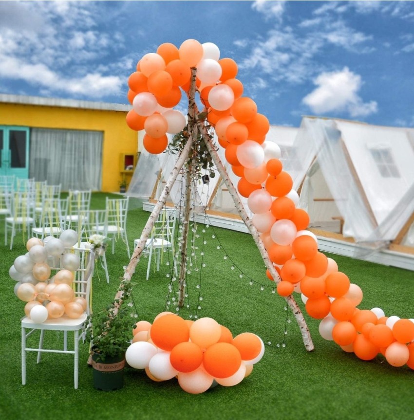 MITYA Solid Metallic Orange and White Balloons(50pcs)  Balloon - Balloon