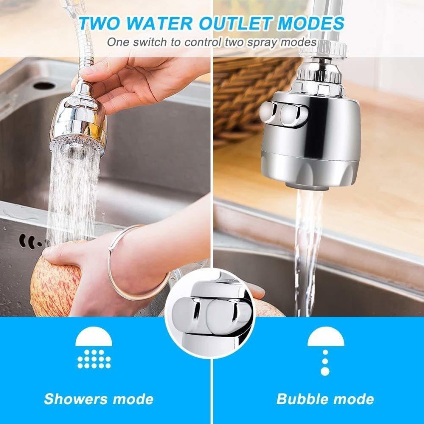 Adjustable 360 Degree Water Filter,Tap Water Saving Faucet Valve Splash  Water Faucet,Extender Perfect Sprayer for Kitchen or laundry room(Pack Of 2)