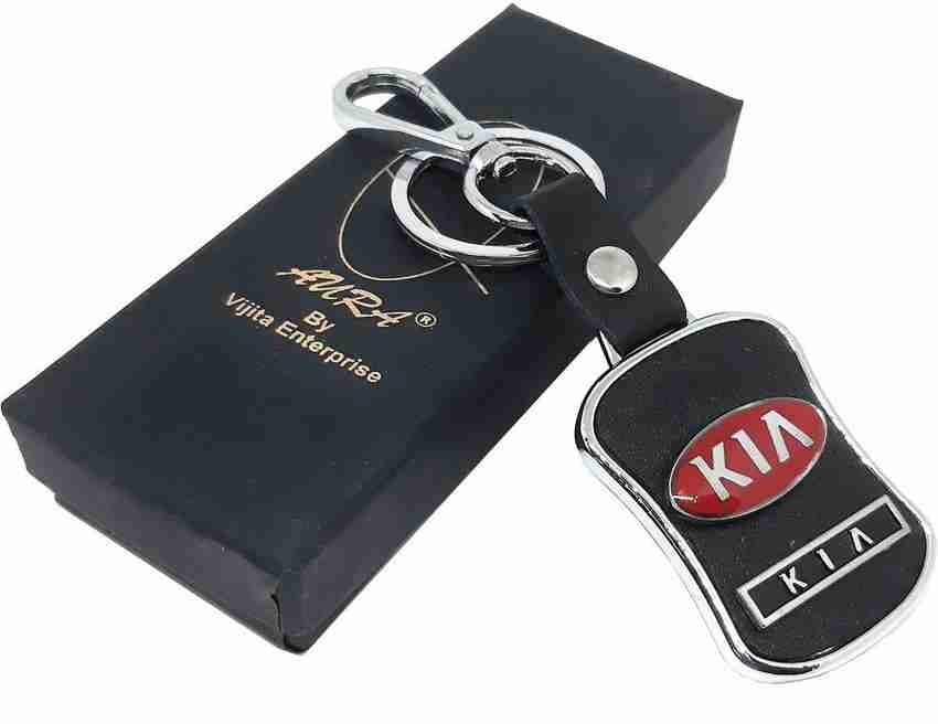 Aura Leather Metal Keychain Keyring For KIA Motors Seltos Sonet