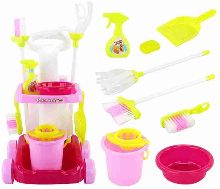 Fun Little Toys 15 Pcs Kids Cleaning Set Includes Broom, Mop, Brush