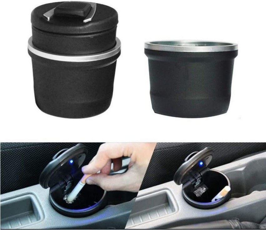 Campark Car Ashtray Black Matte Portable Anti Slip Rubber with LED