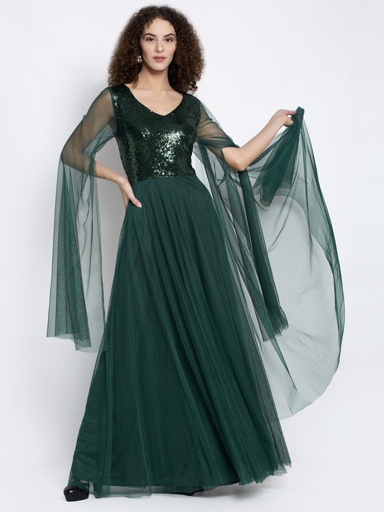 Just Wow Women Gown Green Dress Buy Just Wow Women Gown Green Dress Online at Best Prices in India Flipkart