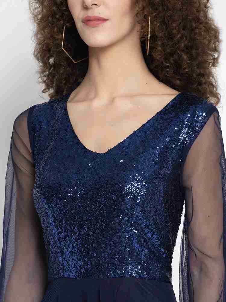 Buy Just Wow Women Gown Dark Blue Dress Online at Best Prices