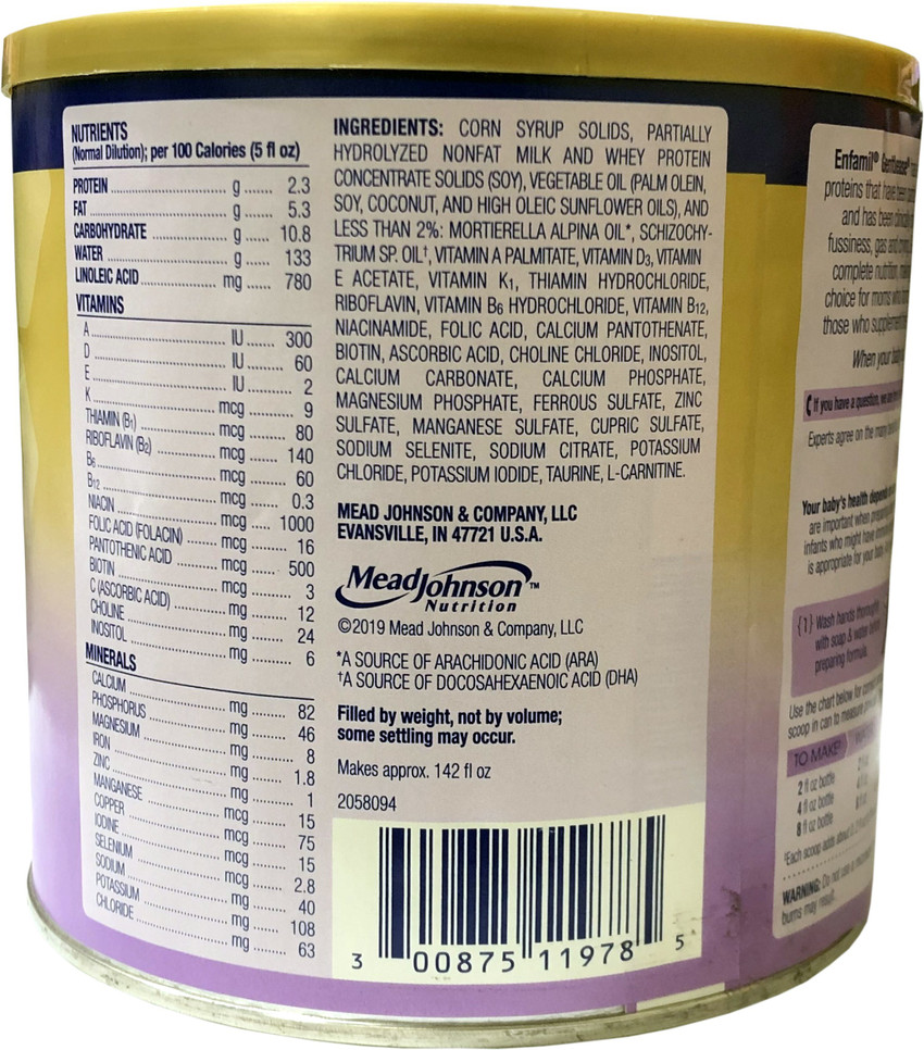 Enfamil milk based powder with iron clearance