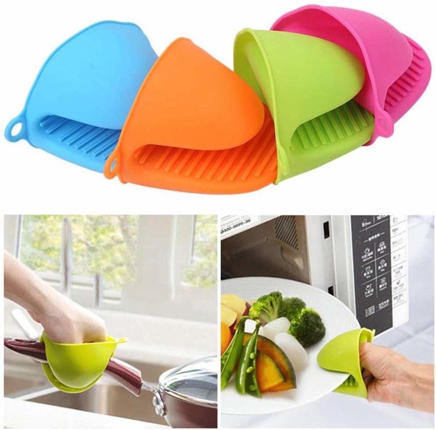 6Pcs Silicone Oven Mitts Pot Holders Pinch Gloves Heat Resistant Kitchen  Cooking