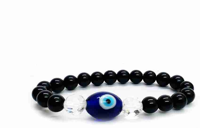 Yuvi Shoppe Natural Black Stones Crystal Healing Blue Evil Eye Bracelet for Men Women Crystal Chain Price in India Buy Yuvi Shoppe Natural Black Stones Crystal Healing Blue Evil Eye Bracelet