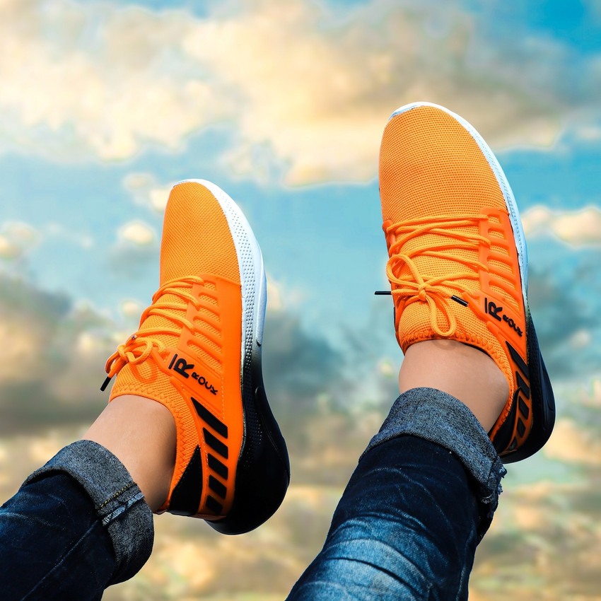 Orange running top shoes for men