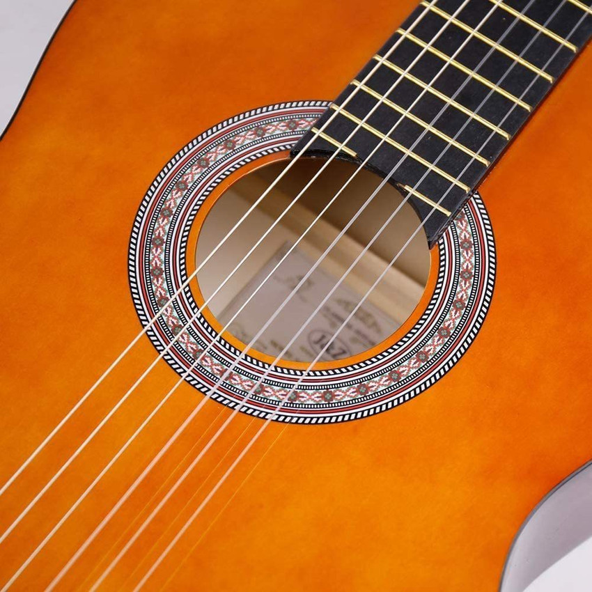 J Z Classical Guitar Beginner Acoustic Nylon Guitar 39 Inch Full Size for 6 Nylon Strings Guitar Starter Kits with Waterproof Bag Guitar Clip Tuner Strap Wipe Two Picks Acoustic Guitar Basswood Maple