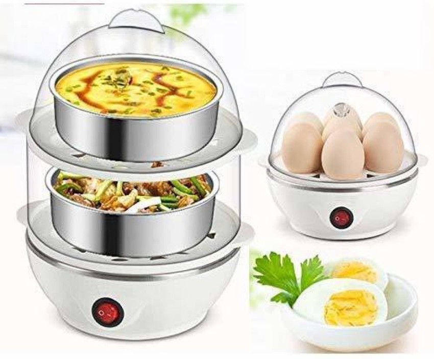 Golden Bucket Double Layer Egg Boiler Electric Automatic Off 14 Egg Poacher  for Steaming, Cooking, Boiling and Frying, Multicolour ouble Layer Electric Egg  Cooker, Poacher and Milk Boiler, Multicolour Egg Cooker (Multicolor