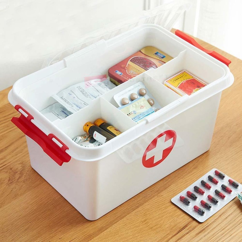 Plastic Portable Medicine Storage Organizer Large Capacity Pill Case First  Aid Kit Drug Cabinet Family Emergency